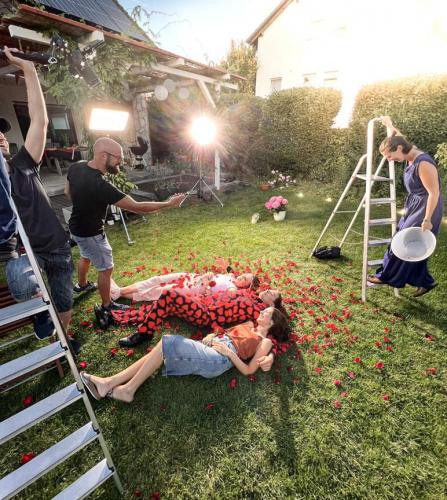 American Beauty Aufnahmen bei einem Musikvideodreh.